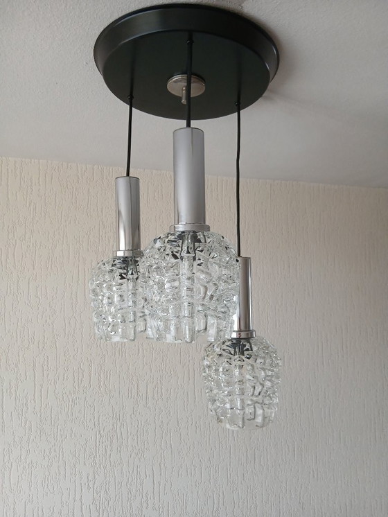 Image 1 of Cascade Lamp - Glas - Chrome - Vintage - Jaren 60 