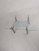 1 x Glass Coffee Table Carried By 4 Aluminum Member Dolls 1980s