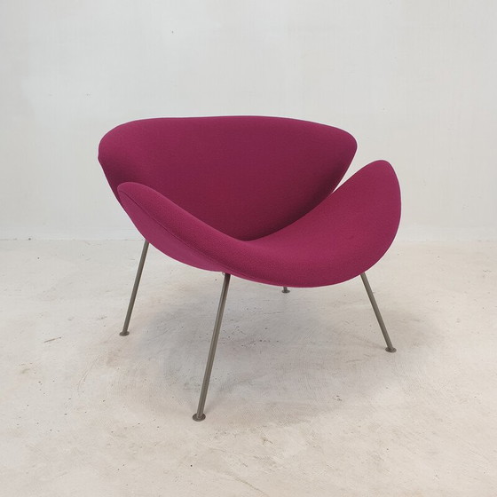 Image 1 of Vintage Orange Slice fauteuil in nikkel en fuchsia wol van Pierre Paulin voor Artifort, 1960