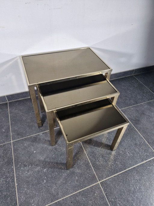 Ensemble de 3 tables gigognes vintage – Style Hollywood Regency