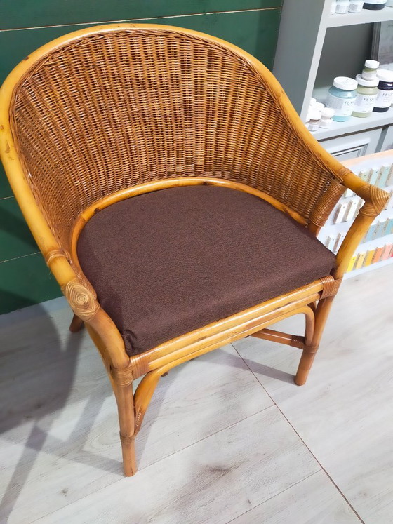 Rieten Stoel Met Kussentje – Stoelen / fauteuils, Rattan, Textile (photo 4 of 6)