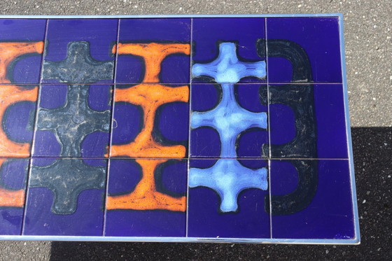 Image 1 of Vintage ceramic and steel coffee table