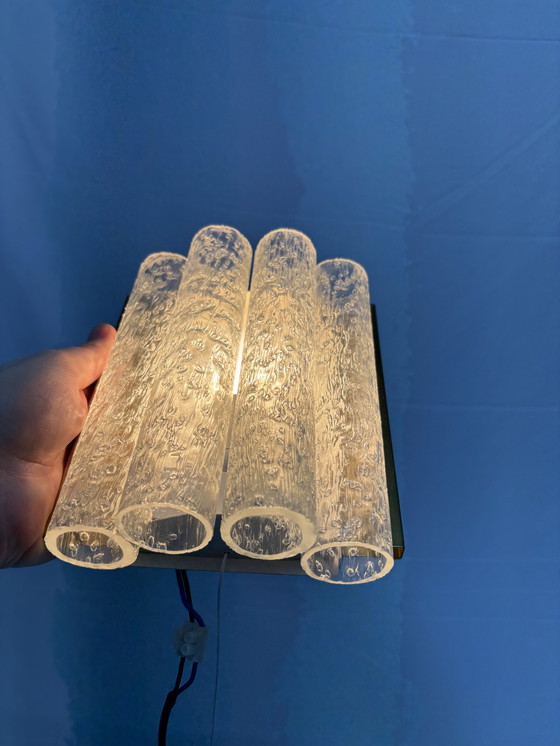 Image 1 of Ensemble d'appliques vintage Doria Leuchten tubes en verre glacé 1960