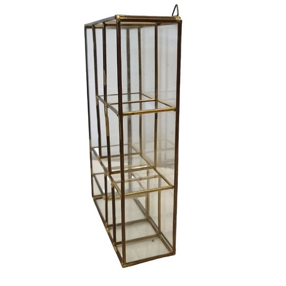 Image 1 of Hollywood Regency Wandschrank aus Glas und Messing