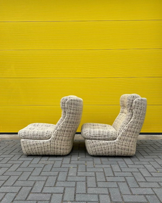 Image 1 of Set di poltrone lounge vintage - Intrecciato color crema/beige/marrone