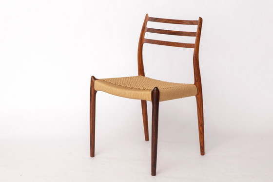 Image 1 of Niels Otto Møller Modell 78 Palisander Esszimmerstuhl - Dänischer Cord Sitz, 1960er Mid Century Modern, 2er Set erhältlich