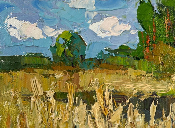 Image 1 of Original Oil Painting Summer River Landscape Where water sleeps