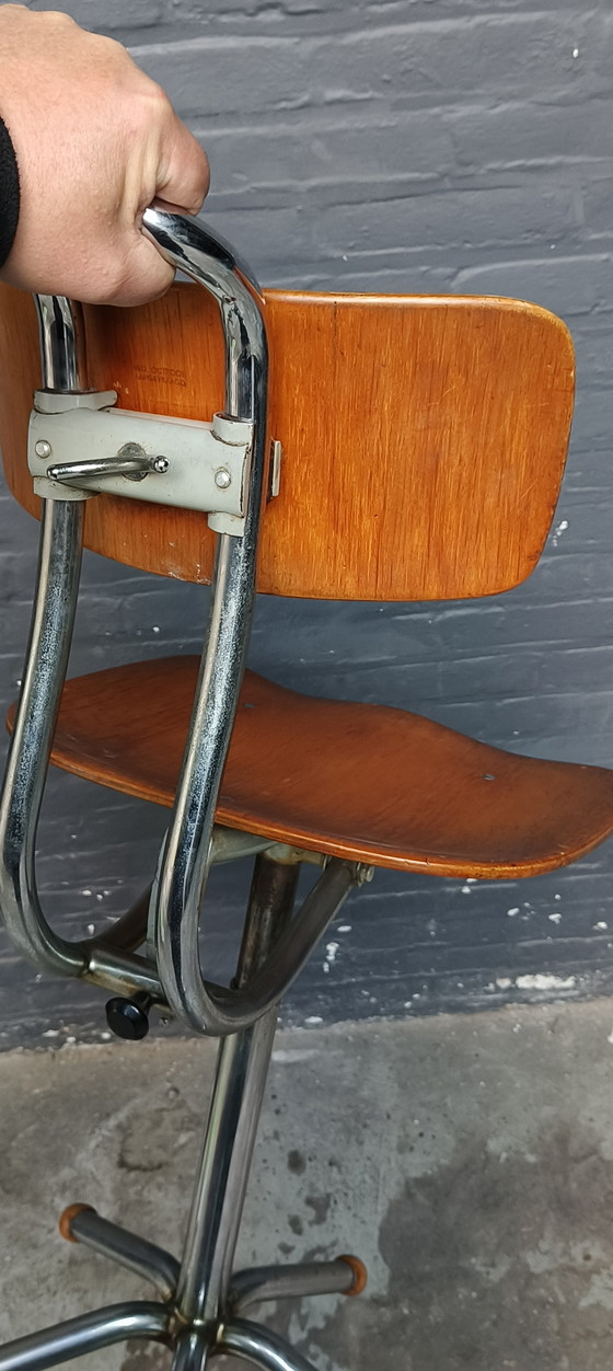 Image 1 of Zeldzame gebr. De wit gispen Bauhaus buizenframe chromen industriële atelier stoel schiedam holland 