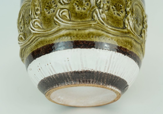 Image 1 of italiano mediados de siglo PLANT POT nuovo rinascimento decoración en relieve blanco marrón bitossi era