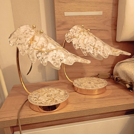 Image 1 of MURANO Par de refinadas lámparas de mesa de cristal artístico de Murano - hechas a mano - fabricadas en Italia / NUEVAS