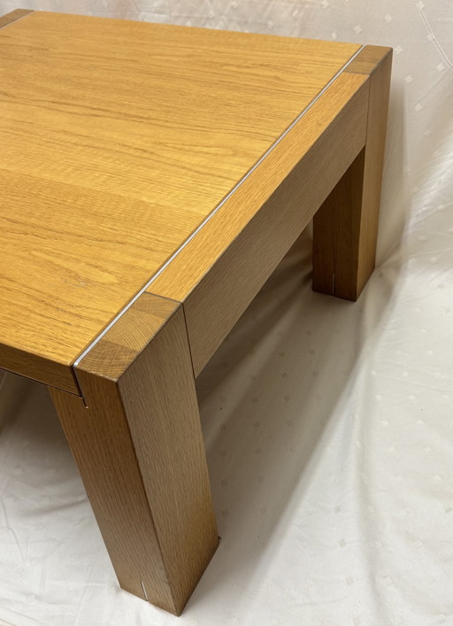 Juego de 2 mesas auxiliares PADUA de diseño de alta gama | Acento industrial | Roble macizo y metal