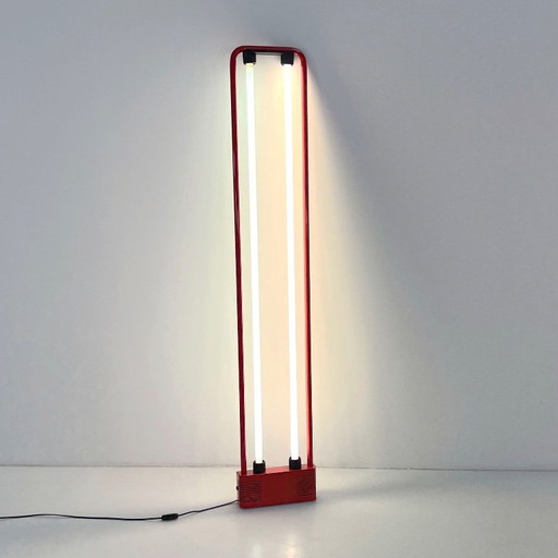 Grande lampe néon double rouge de Gian N. Gigante pour Zerbetto, années 1980