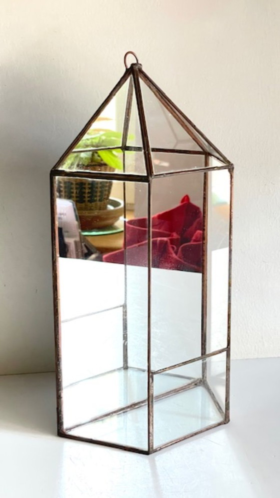 Image 1 of Fioriera vintage in vetro e ottone
