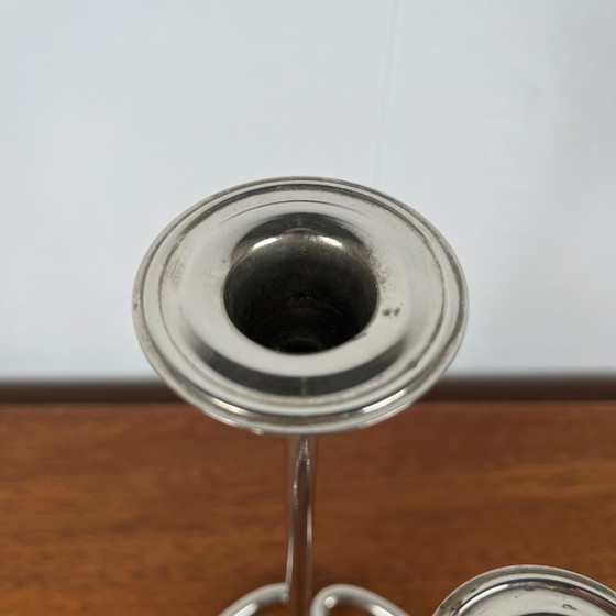 Image 1 of Vintage silver metal candle holder with 3 branches