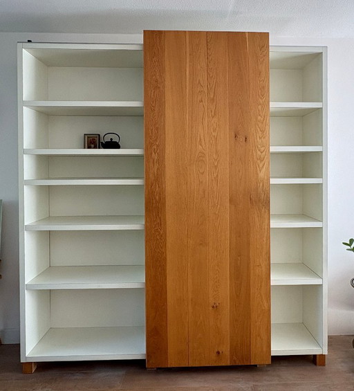 Handmade designer wall cabinet with oak sliding door – 225 x 246 cm