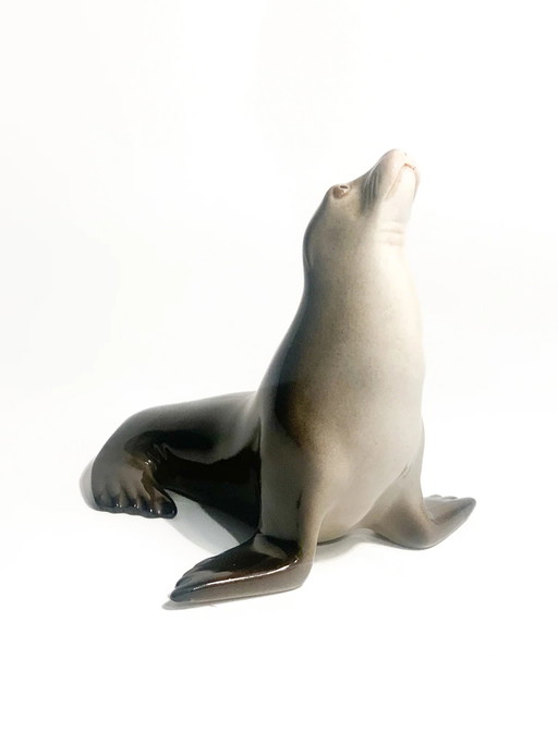 Sculpture de phoque en céramique russe URSS des années 1940
