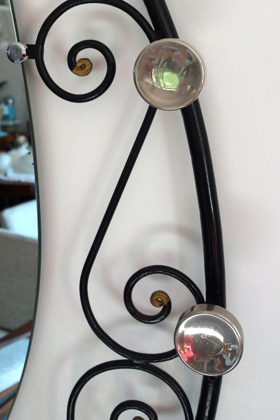 Image 1 of Art Deco Iron Coat Rack with Mirror, 1930s