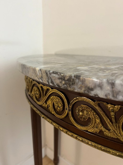 Table d'appoint luxueuse en marbre et bronze