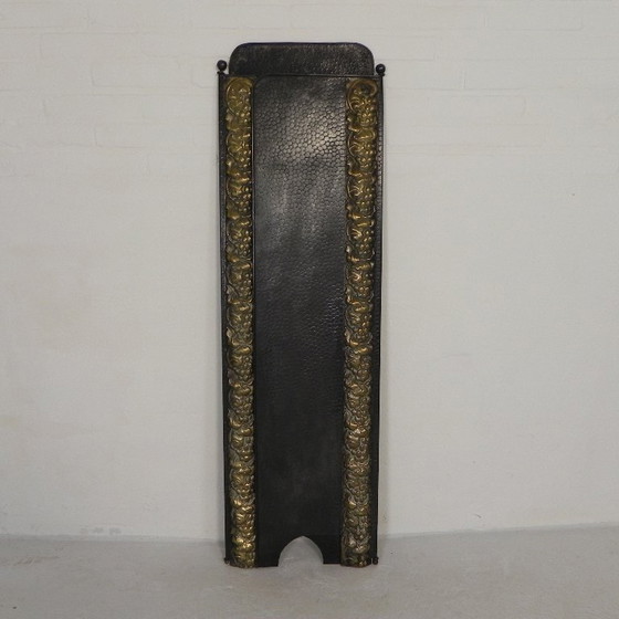 Image 1 of Stalen Art Deco kamerscherm met messing details, jaren 30