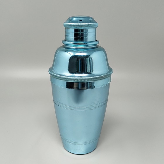 Image 1 of 1960s Gorgeous Light Blue Cocktail Shaker by Lumium in Pure Aluminum. Made in England