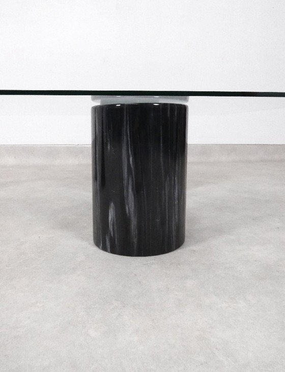 Image 1 of Vintage Italian Rectangular Marble Coffee Table with Glass Top