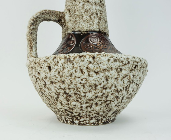 Image 1 of Große 54 cm Vase, Bodenvase, 1970er Jahre, Fettlava-Glasur, Zierdekor, Modell 100