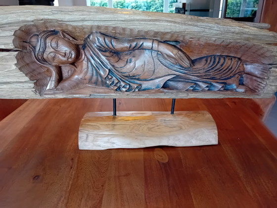 Panneau de Bois Brut Sculpté – Bouddha en Parinirvana – Objets déco, Wood (photo 3 of 7)