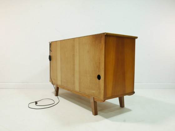 Image 1 of Vintage 1960s sideboard, mid-century TV cabinet, display cabinet with lighting, Germany