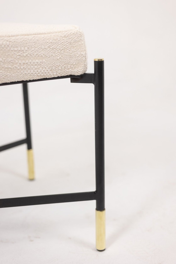 Image 1 of Paar weiße Sitzbänke aus lackiertem und vergoldetem Metall - 2000er Jahre