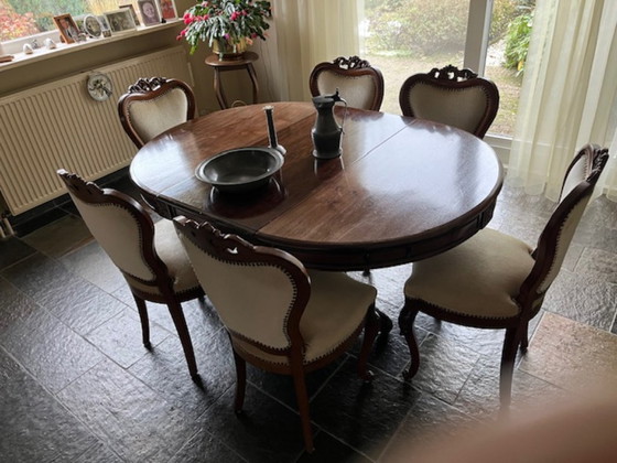 Image 1 of Tavolino Biedermeier con 6 sedie Biedermeier