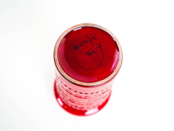 Image 1 of Red ceramic vase, German design, 1960s, made in West Germany