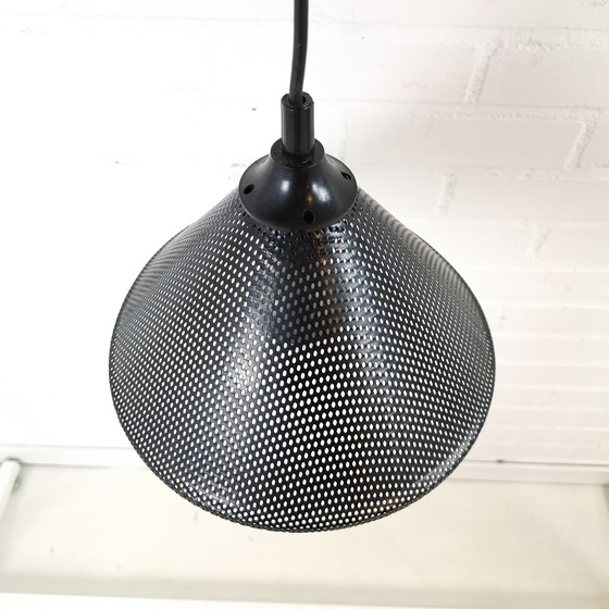 Image 1 of Vintage pendant lamp Memphis Milano 80s perforated black