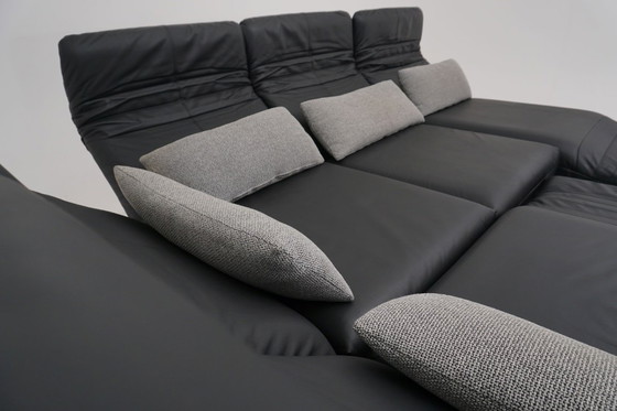 Image 1 of Sofá esquinero Rolf Benz Plura 380, sofá, taburete, cuero, negro