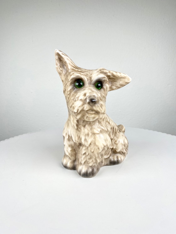 Image 1 of Vintage 1970 Duitse Witte Terrier Hond Lamp door Goebel - Westie Parfum Dispenser Tafellamp - Retro Dieren Tafellamp