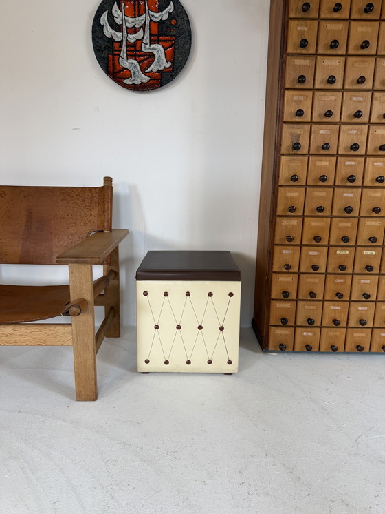 Image 1 of Vintage faux leather storage box/ottoman, 1960s