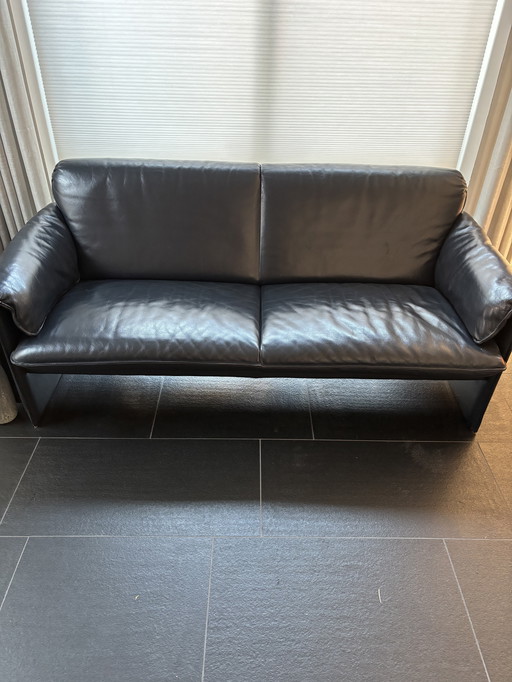 Leolux Bora Bora donkerblauw leer 2 x 2,5 zitsbank