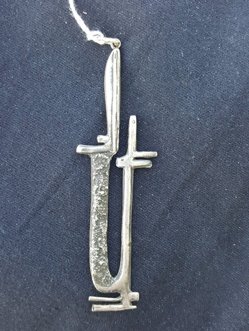 Jewelry: sculptural abstract pendant, silver, 1960s