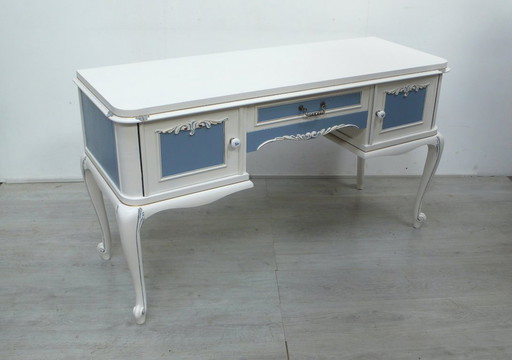 Chippendale Sideboard Anrichte Antik Stil Weiß + Taubenblau