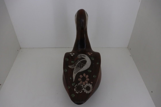 Bellissima anatra vintage messicana in ceramica Tonalá di grandi dimensioni (XL) - 37 cm – Sculture (photo 5 of 6)
