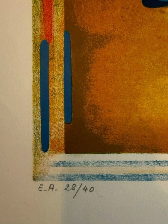 Image 1 of Abstract art lithograph by Roland Bierge (1922-1991)