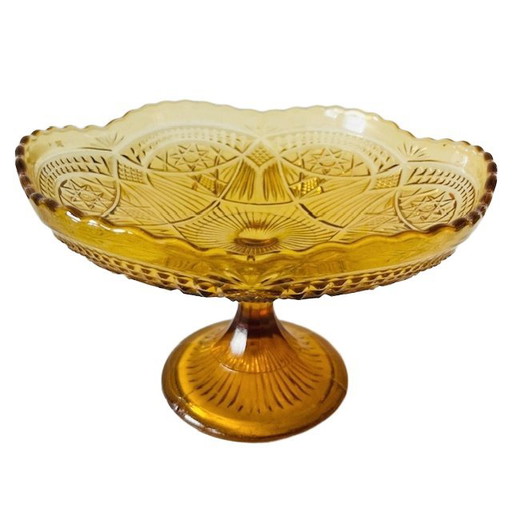 Artdeco Obstschale auf Sockel Braunglas 1930er Jahre