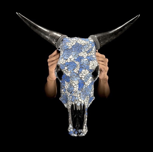 Real cow skull - glass mosaic