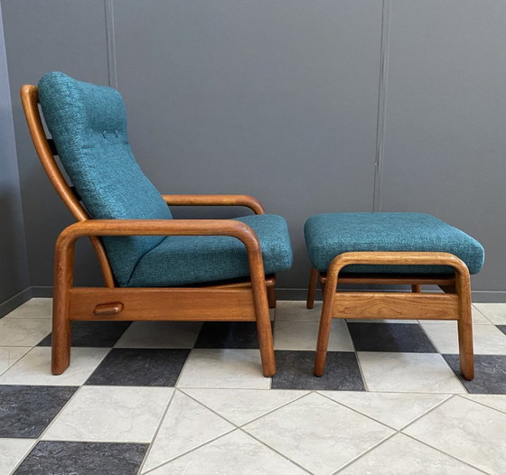 Fauteuil et repose-pieds en teck danois à dossier haut, par HS Denmark, années 1970 – Chaises & fauteuils (photo 14 of 14)