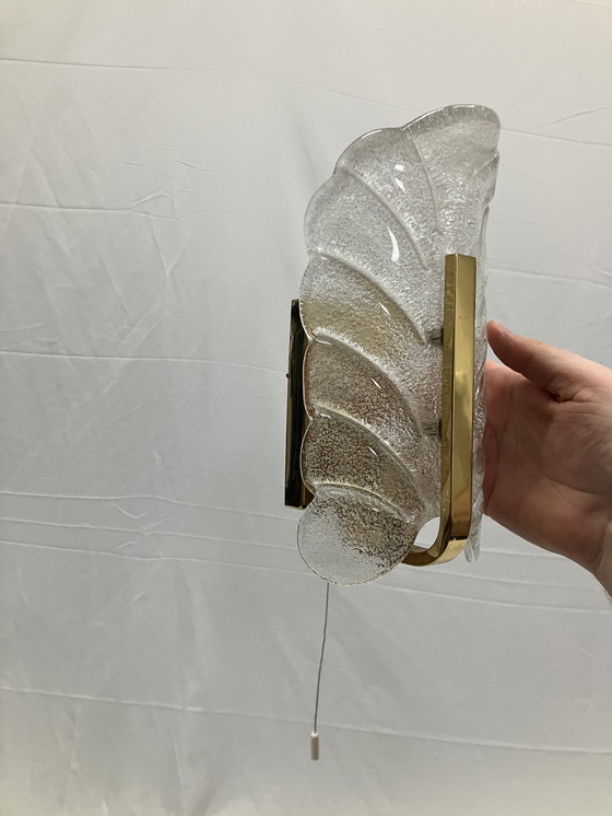 Image 1 of Vintage ijsglas Carl Fagerlund Orrefors exclusieve wandlampen set van 3 stuks!