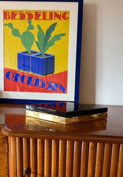 Ferdinando Loffredo, golden ceramic box, ceramiche del Ferlaro, Italy 1970s