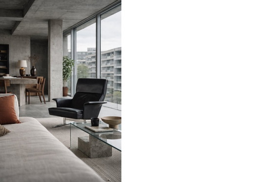 Image 1 of Vintage Mid-Century Modern Danish Black Leather Lounge Chair by Georg Thams for A/S Vejen Polstermöbelfabrik, 1960s