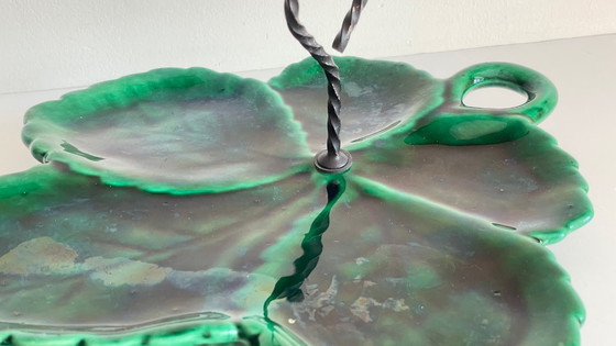 Image 1 of Piatto Barbotine in ceramica smaltata vintage