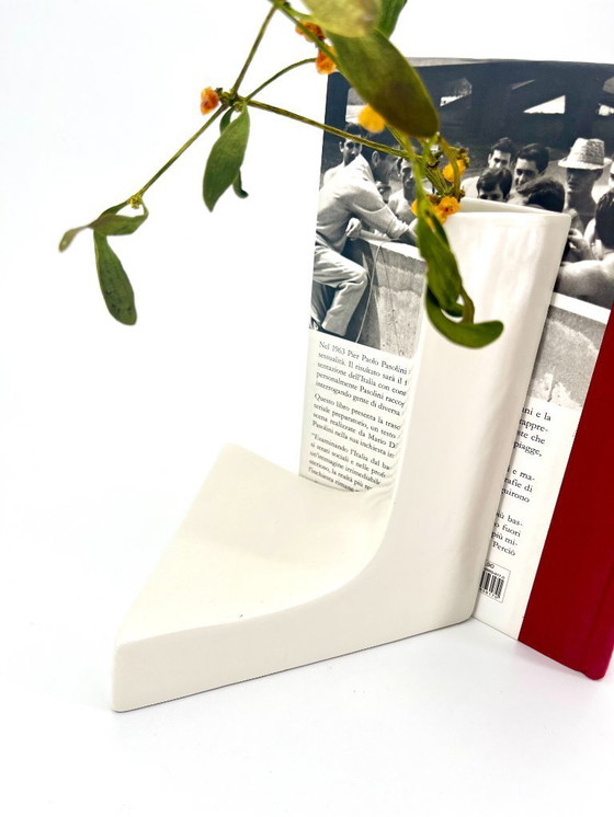 Image 1 of Vintage White Ceramic Geometric Vase by Parravicini, Italy 1970