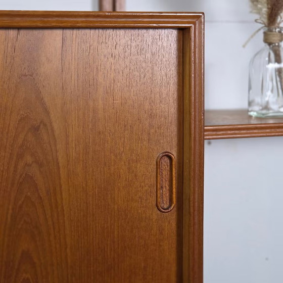 Vintage 60s Danish Teak Modular Wall System Mid Century, Wall cabinet, Wood, Brown, Mid Century Modern (photo 9 of 24)