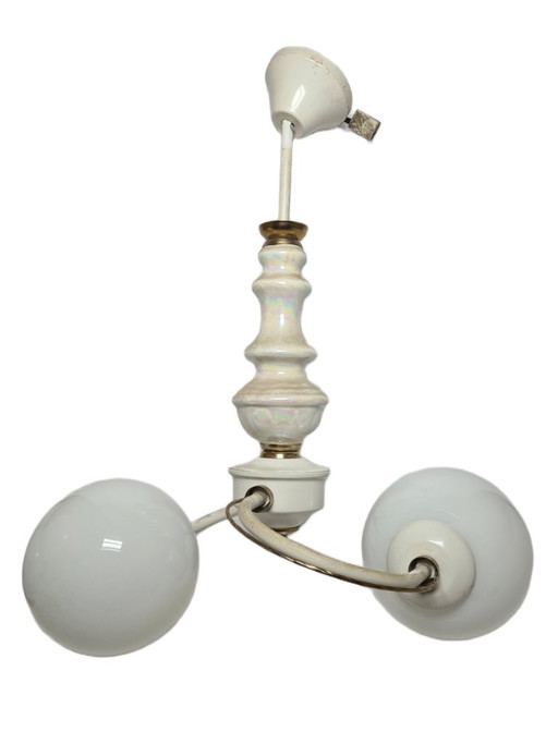 Art Nouveau kroonluchter, Polen, jaren 70 – Ceramic, Glass